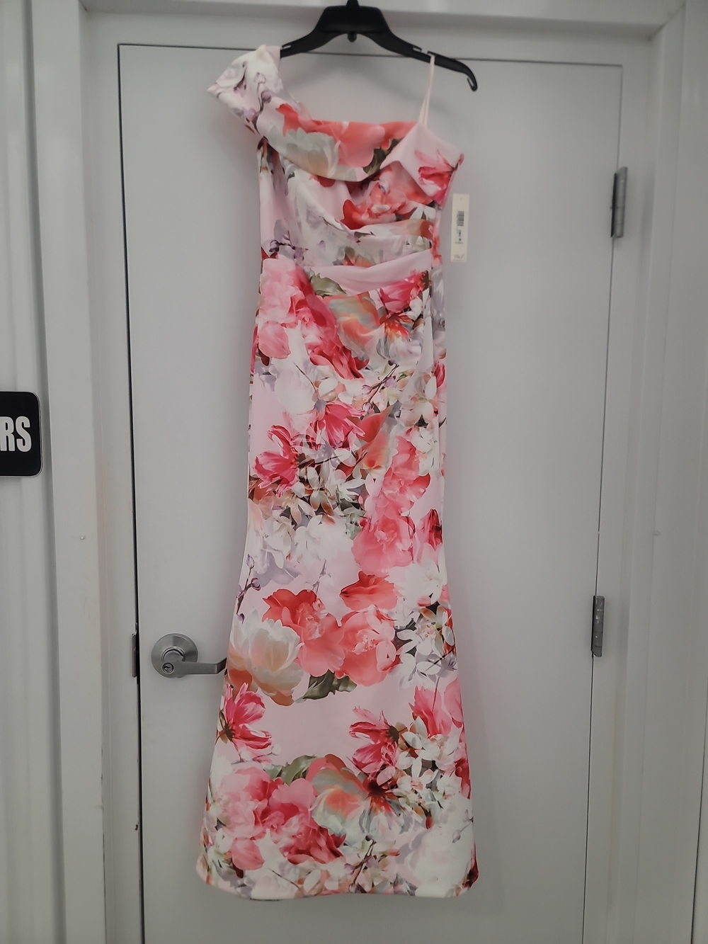 Eliza J Pink Floral One-Shoulder Gown